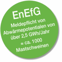 EnEfG - Meldepflicht von Abwärmepotentialen von über 2,5 GWh/Jahr ≈ ca. 1000 Mastschweinen oder Z.B. Druckereien, Bäckereien, Serverfarmen,, etc.